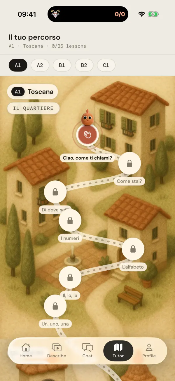 Verso tutor screen on iPhone